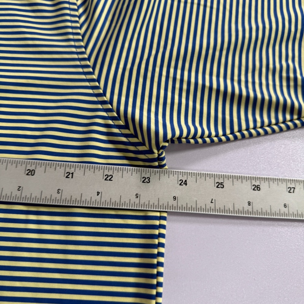 Footjoy‎ Polo Shirt Mens Large Yellow Blue Golf Performance Stretch Striped - Picture 7 of 9